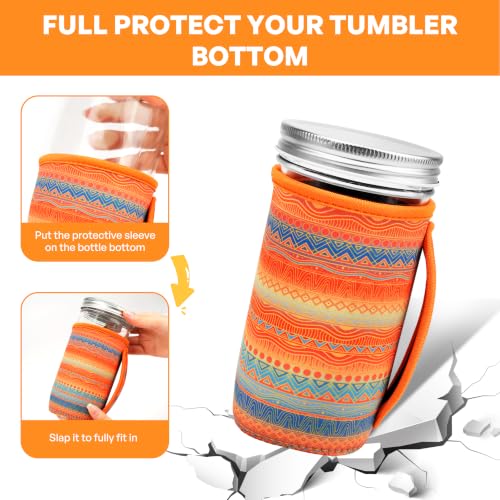 KJQJLY 4 Pcs Mason Jars Sleeves Neoprene 16oz and 24oz 32oz Regular and Wide Mouth Mason Jar Sleeves Holder with Handle (Desert Sunset, 24 OZ) - color: Desert Sunset, size: 24 OZ