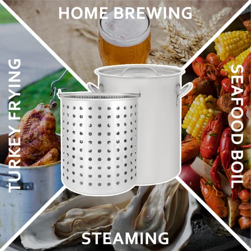 CONCORD 42 QT Stainless Steel Stock Pot w/Basket. Heavy Kettle. Cookware for Boiling (42) - size: 42 Quarts