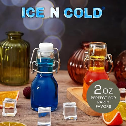 ICE N COLD Glass Swing Top Bottles | Flip Top Glass Bottles for Limoncello, Syrups, Oils, Vinegar, Extracts & Beverages | Airtight Reusable Glass Bottles (6-Pack, MINI (60ml | 2oz)) - color: 6-Pack, size: 2 Ounces