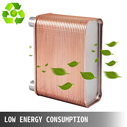 BestEquip Heat Exchanger 3"x7.5" 60 Plates Brazed Plate Heat Exchanger 316L 1/2" BSP FPT Heat Exchanger EATB12 Beer Wort Chiller for Hydronic Heating - size: 60