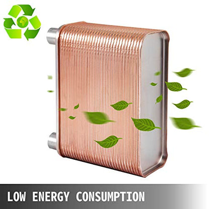 BestEquip Heat Exchanger 3"x7.5" 60 Plates Brazed Plate Heat Exchanger 316L 1/2" BSP FPT Heat Exchanger EATB12 Beer Wort Chiller for Hydronic Heating - size: 60