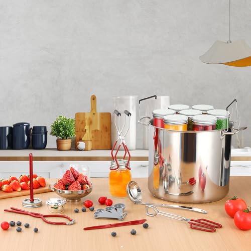 Gemfino Canning Supplies Starter Kit with Canning Rack,Canning Kit for Beginners - color: Red