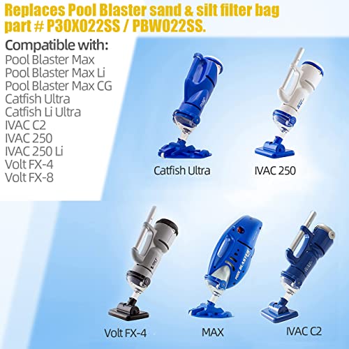 Pool Vacuum Cleaner Reusable Filter Bag with 10-Pack Ultrafine Mesh Filter Bags for Pool Blaster Water Tech Max & Catfish Ultra Pool Vacuum Sand & Silt Cleaner Filter