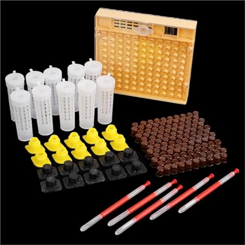 Bee Rearing Kit 1Set Apiculture Kit Queen Bee Rearing Plastic Graft Larva Pen Hair Roller Cage Cell Protection Beekeeping Tool Supplies for Beginners and Bee Keeper(Kit 2) - color: Kit 2