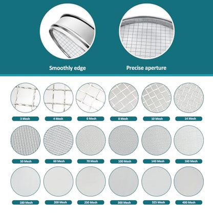 304 Stainless Steel Mesh Lab Sieve, 3 Mesh (5mm) Aperture Test Sieve, 7.9Inch(20cm) Diameter Economy Standard Analysis Sample Test Sieves for Industrial Laboratory Homes - size: 3Mesh(5mm)/Ф7.9in