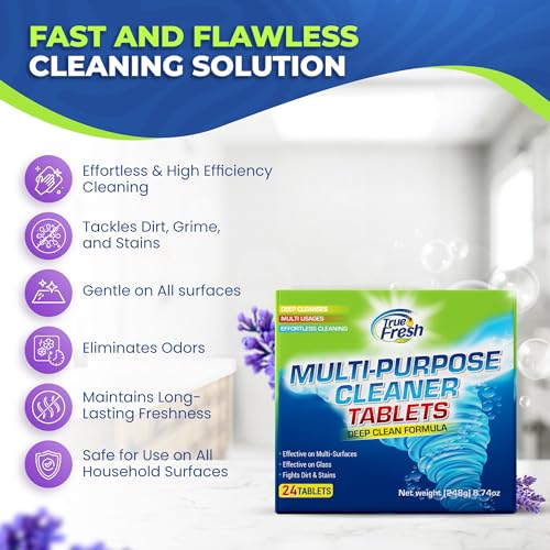 True Fresh All Purpose Cleaner Refill Tablets (24 Count) – Makes 384 fl oz, Effortless Cleaning Power For Multisurface Cleaning - Removes Tough Grimes, Stains and Acts as Degreaser