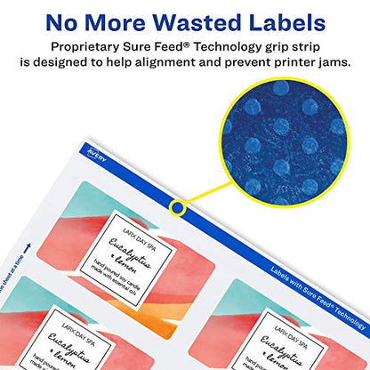 Avery Printable Durable White Rectangle Labels, Sure Feed Technology, 2" x 3", Print-to-the-Edge, Waterproof Labels, Laser & Pigment-Based Inkjet Compatible, 200 Total - style: 200 labels