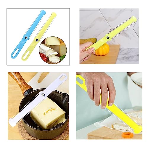 3 Pack Cheese Slicer Handheld 2 Side Wire Blade Knife Butter Cutter Peeler Spatula Cake Sausage Ham Slicing Tool for Cheddar Gruyere Raclette Mozzarella Block
