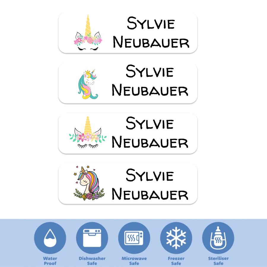 Custom Waterproof Dishwasher Safe Kid Name Labels for Daycare(128 Pack), Camp, School Supply, Baby Bottles, Lunch Boxes and Cups, Travel. Cute Personalized Design Name Stickers (Pattern 5) - color: Pattern 5