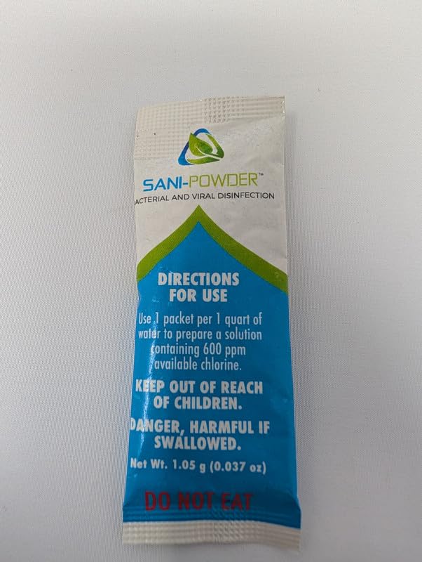 Sani-Powder HOCl Cleaning Powder – Fast-Dissolving Granules for Hard, Non-Porous Surfaces – Multi-Surface Cleaner, Easy-Mix Concentrate, Low Odor, No Residue – Quart Pouch (10 Packets) - size: 0.04 Ounce (Pack of 10)