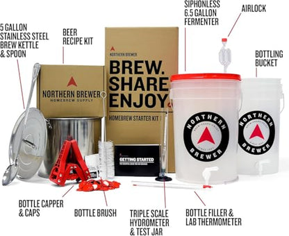 Northern Brewer - Brew. Share. Enjoy. HomeBrewing Starter Set, Equipment and Recipe for 5 Gallon Batches (Hank's Hefeweizen) - size: Hank's Hefeweizen with Testing Equipment