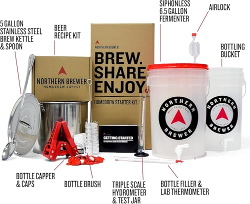 Northern Brewer - Brew. Share. Enjoy. HomeBrewing Starter Set, Equipment and Recipe for 5 Gallon Batches (Hank's Hefeweizen) - size: Hank's Hefeweizen with Testing Equipment