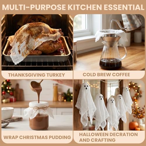 Cheese Cloth Bag - Straining & Cooking Cotton Strainer | 6 Pieces Fine Mesh Unbleached Cotton Straining Cloth For Juicing Soy Milk Yogurt Making Diy Drinks Crafts