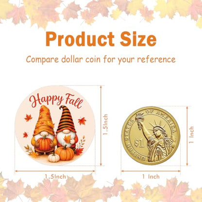 Louise Maelys 500 Pcs Happy Fall Stickers 1.5Inch Autumn Sticker Roll | Gift Wrapping, Thanksgiving Decor, Envelope Seals, Cards, DIY Crafts，Waterproof,Easy to Peel and Stick - color: Fall