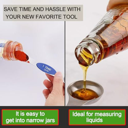 Magnetic Measuring Spoons Set,Heavy Duty Stainless Steel,Dual Sided Stackable Measuring Spoons Nesting Teaspoons Tablespoons for Measuring Dry and Liquid Ingredients,Set of 9 (Colorful) - color: Multicolor