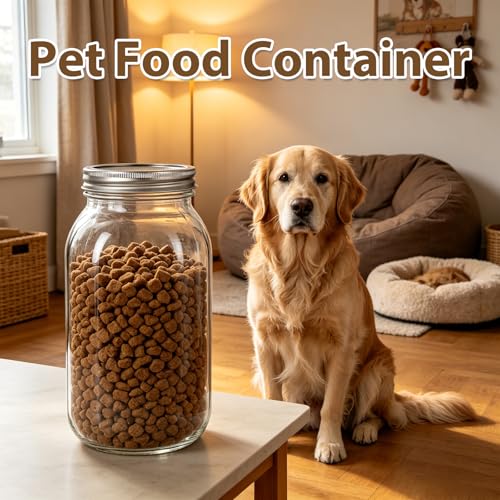 64 oz Wide Mouth Mason Jars with lids, 3 Pack Half Gallon Canning Jars | Large Glass Canning Jars for Suntea, Pickling, Storage, Sourdough, Fermentation, Salad, Meal Prep & DIY, Food Pantry Storage - color: Clear-64oz-3