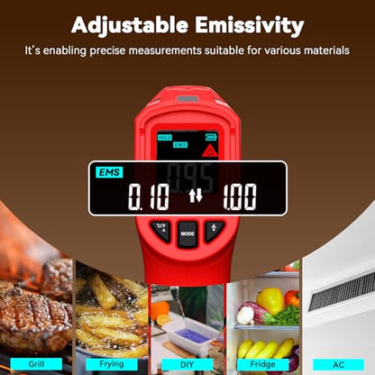 Wintact Laser Infrared Thermometer Gun, -58°F to 1112°F Surface Heat Temperature Gun, Non-Contact Digital Thermometer for Kitchen Cooking Food, Pizza Oven, BBQ, Griddle, Soap Making, HVAC