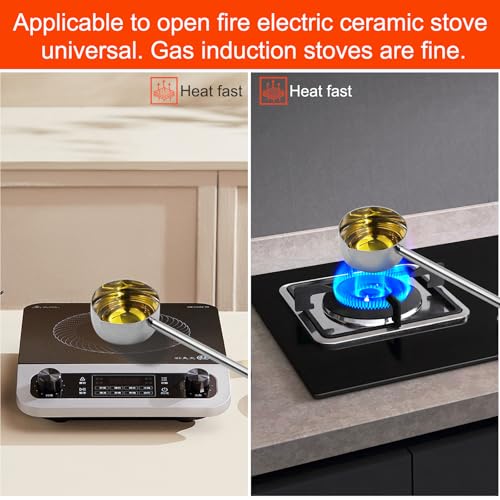 2Pcs Stainless Steel Cooking Spoons, Sauce Scoop with Long Handle 304 Stainless Steel Deep Oil Sauce Spoon for Kitchen Cooking, Serving