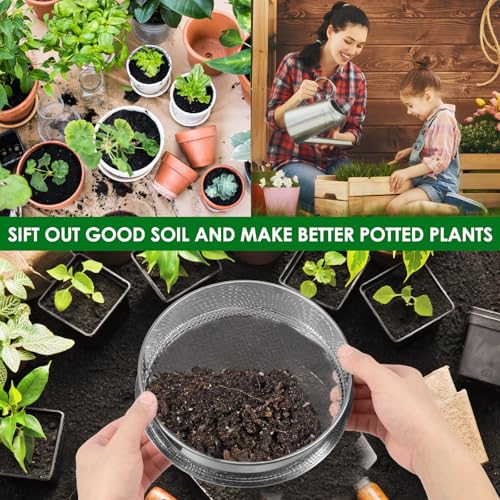 3Pcs Stainless Steel Garden Soil Sieve, 9.8" 7.9" 5.9" Stackable Soil Sifter Set,Gardening Soil Sifters Practical, Compost Sifter Compact Rock Sifter for Gardening