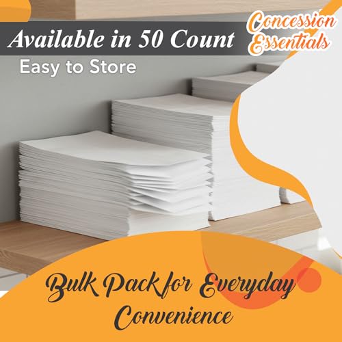 Concession Essentials White Paper Lunch Bags, 4lb Capacity, Holiday Cookie Bags, 50 Count Pack - size: 3.5" x 2.5" x 5.5" (4 lb capacity)