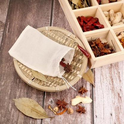 Boao 24 Pcs Spice Cooking Cheesecloth Bags for Straining Reusable Empty Tea Drawstring Soup Muslin Bags(5 x 6 Inch) - size: 5 x 6 Inch