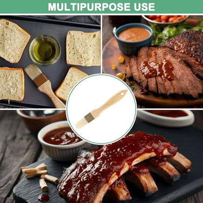 M METERXITY 2-Pack Pastry Brush, Wooden Handle Natural Bristle Basting BBQ Oil Brush for Cooking/Barbecue/Kitchen [1"] - size: 1"