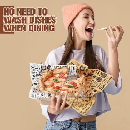 600 Pcs 12 x 12 Inch Deli Wax Paper Sheets Grease Resistant Tray Basket Liners Newsprint Paper Water and Grease Proof Sandwich Wrapping Square Hot Dog Wrappers for Food Baking (Brown,White) - color: Brown, White