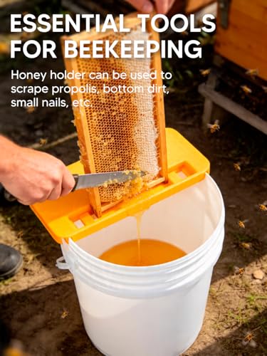 Duesu Honey Uncapping Tank Holder for 5 Gallon Round and Square Buckets | Honey Harvesting Equipment, Easy Clean Honey Uncapping Tank Bucket Scraper for Beekeeping Hive Frames Cleaning