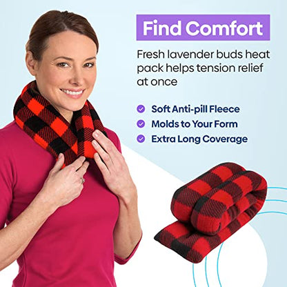 SunnyBay Microwave Heating Pad, Microwavable Heated Neck and Shoulder Wrap, Soothing Weighted Moist Heat or Ice Pack with Flaxseed and Lavender, 26x5 Inches, 2.5 lbs, Buffalo - color: Lavender - Buffalo
