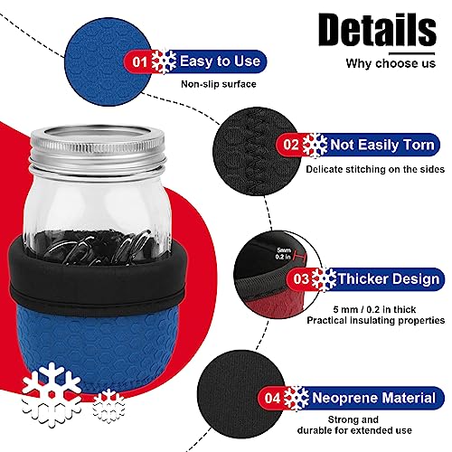 16 oz Regular/Wide Mouth Mason Jar Neoprene Sleeve, 16oz Non-slip Cozy Insulated Glass Jars Protector Holder Sleeves 3.0 x 3.7 Inches - 4 Pack (Black/Red/Blue/Cyan) - color: 16 oz Sleeves (3.0 x 3.7 In) - Black/Red/Blue/Cyan