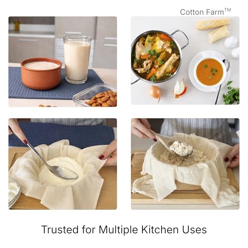 Cotton Farm Grade 100 XL Cheese Cloth for Straining & Cooking; 18 Sq. Ft. (2x1 yards); 100% Unbleached Cotton Cheesecloth; Reusable with Finished 2 Edges; Ultra-Dense (the finest) Butter Muslin - size: 72 x 36 inch / 1 piece
