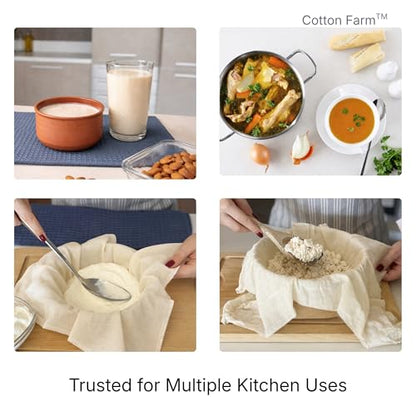 Cotton Farm Grade 100 XL Cheese Cloth for Straining & Cooking; 18 Sq. Ft. (2x1 yards); 100% Unbleached Cotton Cheesecloth; Reusable with Finished 2 Edges; Ultra-Dense (the finest) Butter Muslin - size: 72 x 36 inch / 1 piece