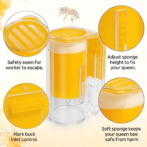 AOIT Queen Bee Marking Kit, One-Handed Queen Catcher Bottle Cage, 5 Transparent Plastic Queen Clips, 8 Marker Pens, Beekeeping Supplies for Beehive