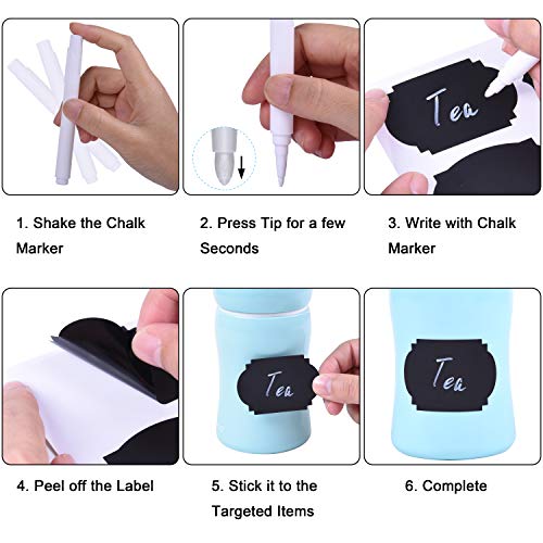 Wisdompro 134 Pcs Chalkboard Labels, Waterproof Blackboard Stickers & Pen | Multiple Sizes, Durable Vinyl, Reusable, Removable, for Storage Bins, Food Container, Mason Jars, Bottles - size: Small, Medium, Large