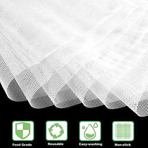 6 Pack Silicone Dehydrator Sheets,Non-stick Food Fruit Dehydrator Mats Reusable Steamer Mesh Mat for Fruit Dryer (6, 14 x 21 inch) - size: 14 x 21 inch