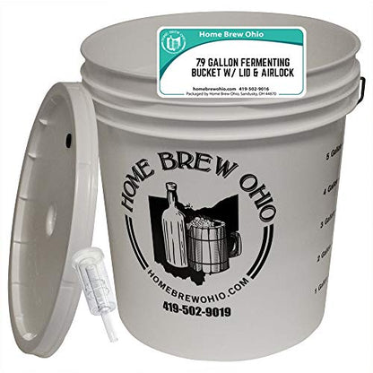 Home Brew Ohio 7.9 Gallon Fermenting Bucket with Grommeted Lid and Three-Piece Airlock