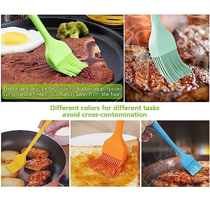 Silicone Basting Pastry Brush - Cooking Brush for Oil Sauce Butter Marinades, Food Brushes for BBQ Grill Kitchen Baking, Baster Brushes Baste Pastries Cakes Meat Desserts, Food Grade, Dishwasher Safe - color: Multicolor 5 Pack