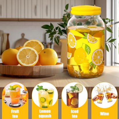Havawish 2 Pcs 1 Gallon Plastic Beverage Dispenser with Spigot Clear Summer Kitchen Fridge Drink Dispenser for Parties Lemonade Juice Tea Beer Cold Water(Yellow,Circular Column) - color: Yellow, style: Circular Column