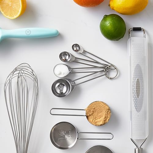 Martha Stewart Richburn 4-Piece Stainless Steel Measuring Spoons Set – Durable and Accurate Kitchen Measuring Tools for Baking and Cooking - color: Silver