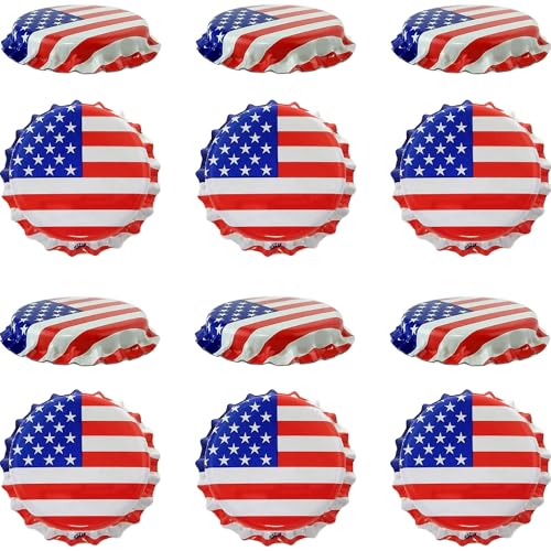 Beer Bottle Colored Pry-Off Caps 12-pk [ Choose Your Color ] Oxygen Absorbing, 26mm Crown Seal Cork, Kombucha Homebrew, PVC Free (American Flag) - color: American Flag