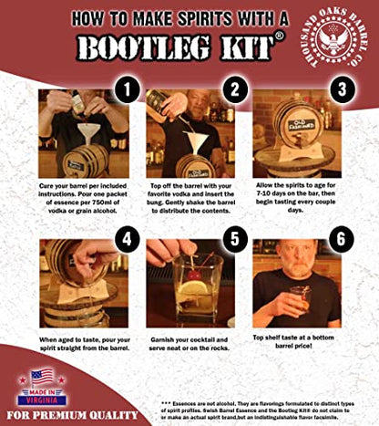 Dark Jamaican Rum Making Bootleg Kit w/Chalkboard & Book- Thousand Oaks Barrel Co. – Make & Age Spirits in an Oak Cask Keg- Best Father’s Day Gift Ever (1L) - size: 1 Liter