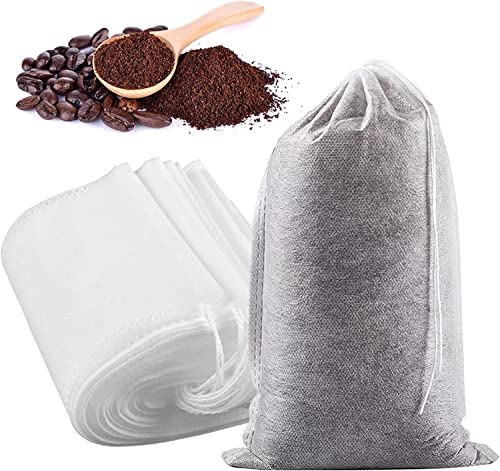 Yzurbu 100pcs Cold Brew Coffee Bags, 6'' x 8'' No Mess Disposable Filter Bag with Drawstring for Coffee Grounds & Ice Tea - size: 100pcs - 6''x8''