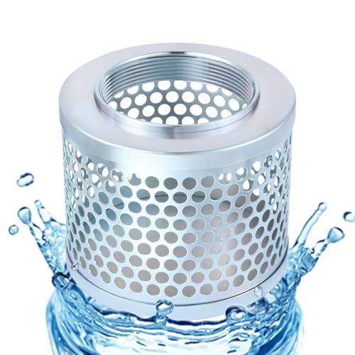 Round Hole Suction Strainer Filter for Pumps, Carbon Plated Steel Basket Water Suction Filter, with NPT Female Thread, Reduces Solids Entering Pump (4 inch) - size: 4 inch