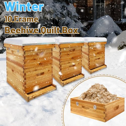 2Pcs Bee Hive Winter Quilt Box 8 Frame Dipped in Beeswax Langstroth Overwintering Beehive Quilt Box for Bees Winter - size: 2 Pcs 8 Frame