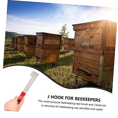 Sosoport Bee Hive Brush Tool Beekeeping Supply Soft Bristles j Hook for Beehive Frame