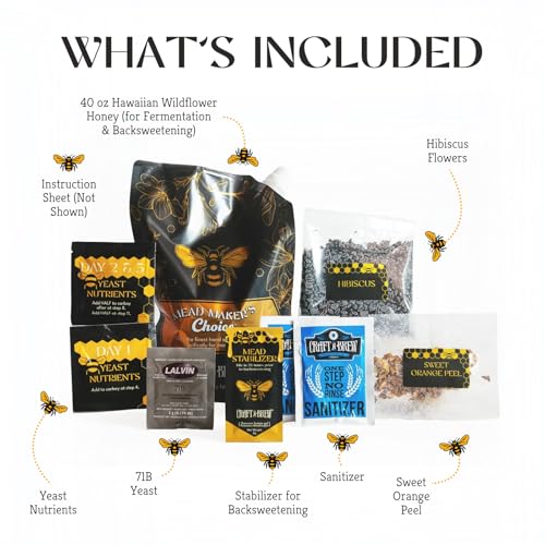 Craft A Brew - Mead Maker’s Choice - Hawaiian Hibiscus Mead Recipe Kit - Ingredients & Instructions for Mead Fermentation & Backsweetening – With Hawaiian Wildflower Honey - Makes 1 Gallon Still Mead - color: Hawaiian Hibiscus