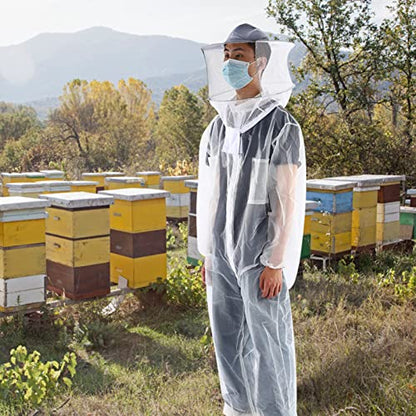 Haofy Bee Suit for Men Women Sting Proof Beekeeping Suit with Round Veil Hat Beekeeper Costume Ventilated Hood Bee Outfit for Backyard and beekeeping supplies (XL)