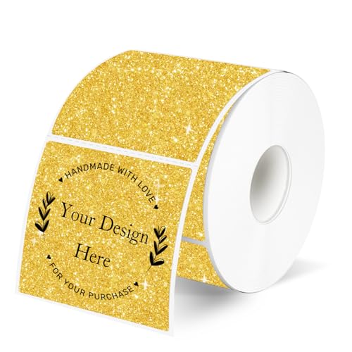 Square Thermal Labels Stickers 2" x 2", Holographic Thermal Stickers Labels, Waterproof Glitter Direct Thermal Printer Label for Small Business- Holographic Gold - color: Spring Colors, size: 2 X 2