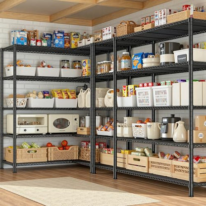 Romorgniz 70.8" H Storage Shelves, 5-Tier Metal Shelving 1200 High-Load Heavy Duty Wire Shelving, Adjustable Metal Shelves-L Shaped Wire Shelving Units for Kitchen Garage Pantry, 52.36" W x13.78 D - size: 13.78"D x 52.36"W x 70.8"H