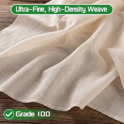 10 Pcs Cheese Cloths, 20x20 Inch Grade 100 Hemmed CheeseCloth for Cooking, Reusable Unbleached Cotton Strainer for Juicing, Baking, Cheese and Yogurt Making